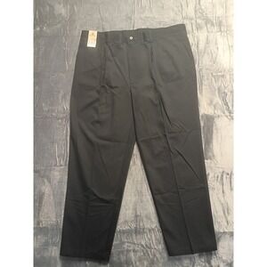 Lee Mens Black Double Pleat Relaxed Fit Tapered Leg Pants 44x30 Wrinkle Free